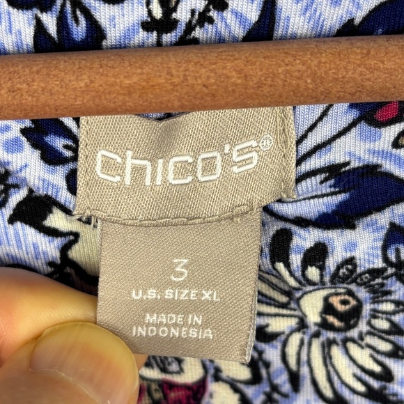 Chicos Long Sleeve Tunic Knit Top 3 (XL) Lagenlook Artsy Comfort Office Everyday - Picture 4 of 9